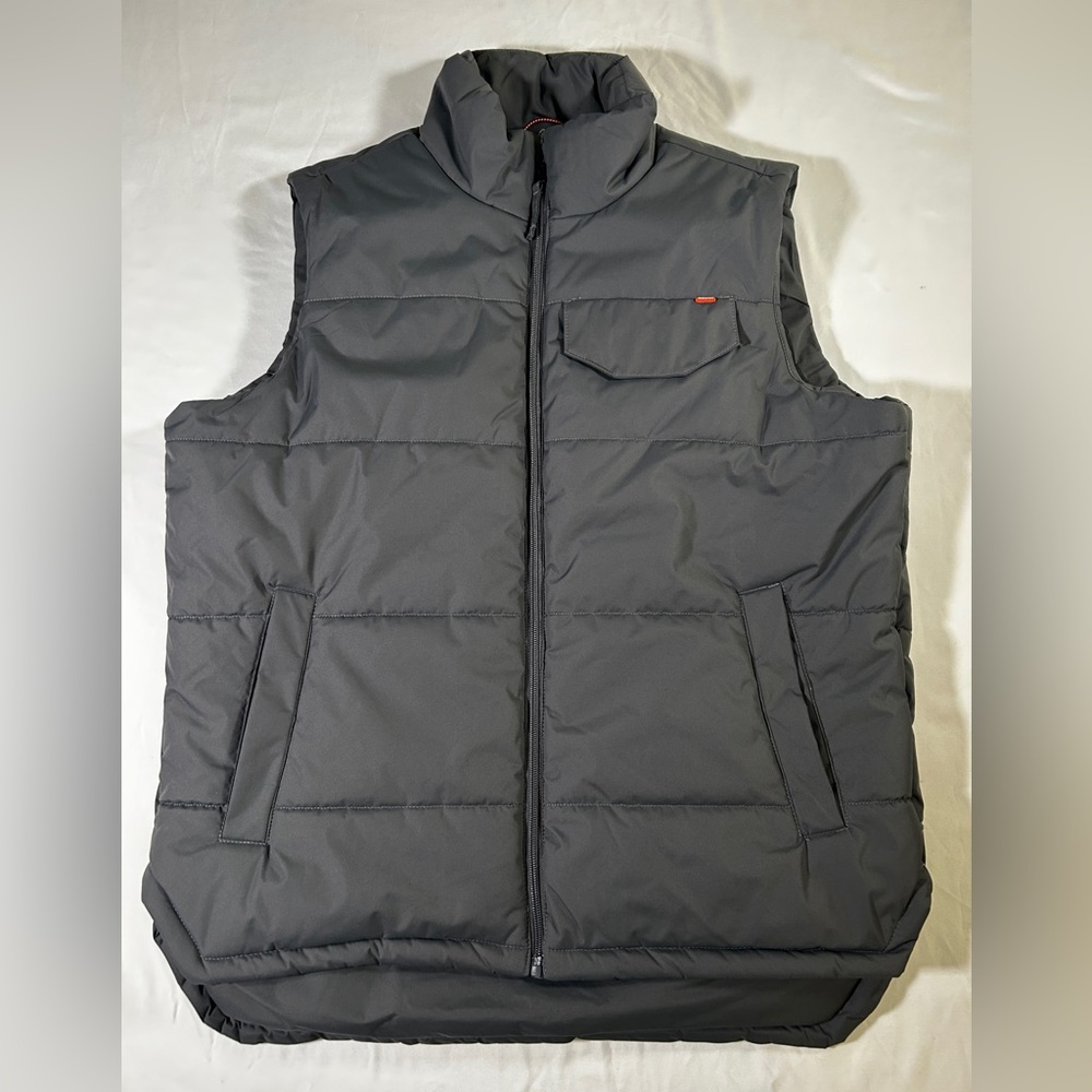 Hawke & Co Mens M Down Fill Puffer Vest Full Zip Dark Gray Sleeveless Insulated
